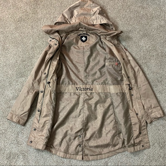 Women's WELLENSTEYN Beige VICTORIA Hooded KNEE Length JACKET Coat  GERMANY  S - Picture 4 of 6